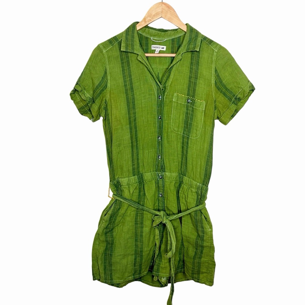 Toad & Co Camp Cove Romper Womens M Granola Girl Indie Earthy Organic Cotton